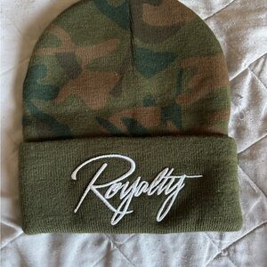 Camouflage Beanie with Embroidered “Royalty”